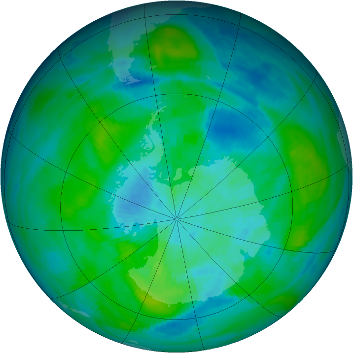 Antarctic ozone map for 19 March 1983